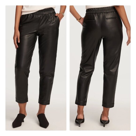 Anne Klein Pull On Cinched Waist Faux Leather Pant Sz L NWT - Picture 6 of 9